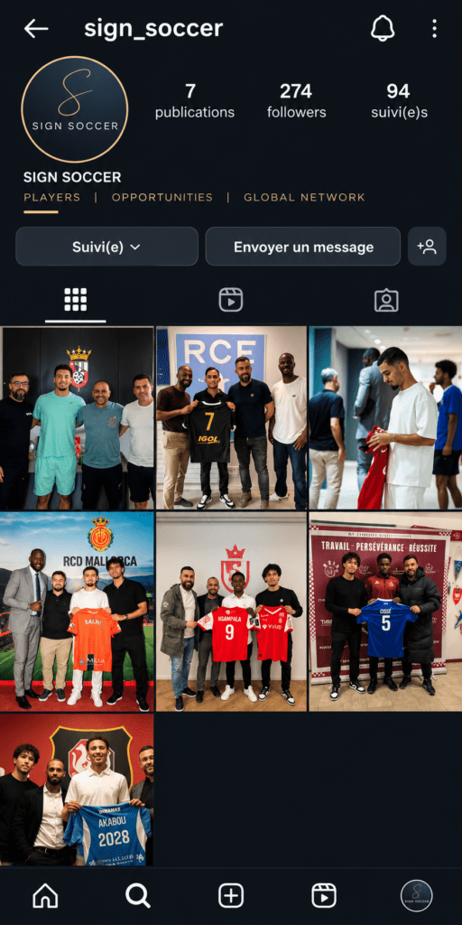 Instagram sign soccer agence de football